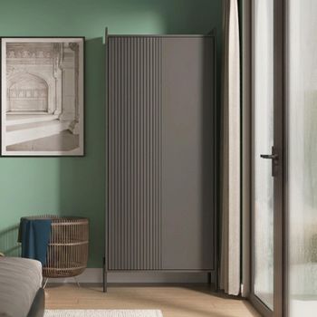 Osaka Graphite Fluted 2 Door Tall Wardrobe