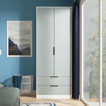 Harlequin Duck and White Matt 2 Door 2 Drawer Tall Wardrobe