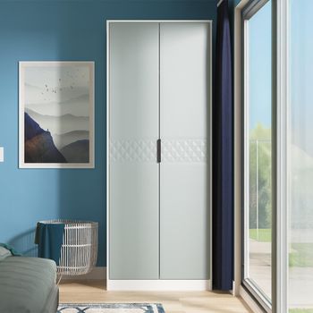 Harlequin Duck and White Matt 2 Door Tall Wardrobe