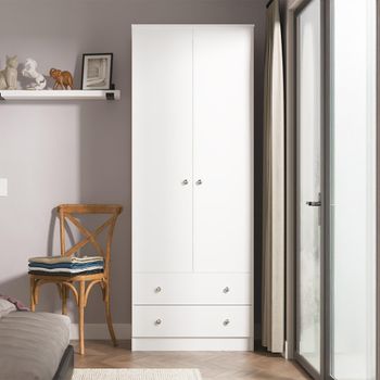 Yarmouth White Matt 2 Door 2 Drawer Wardrobe