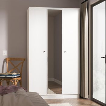 Yarmouth White Matt 3 Door 1 Mirror Wardrobe