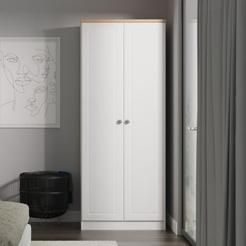 Norfolk White and Oak 2 Door Plain Wardrobe