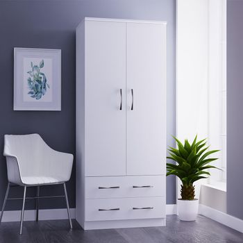 Avon White 2 Door 2 Drawer Double Wardrobe
