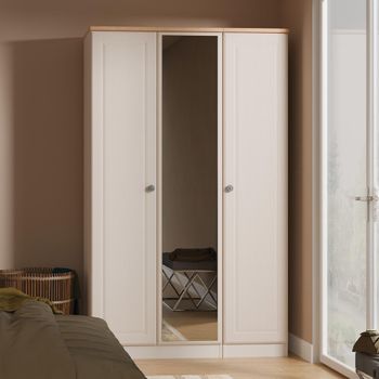 Norfolk Cashmere and Oak 3 Door 1 Mirror Triple Wardrobe