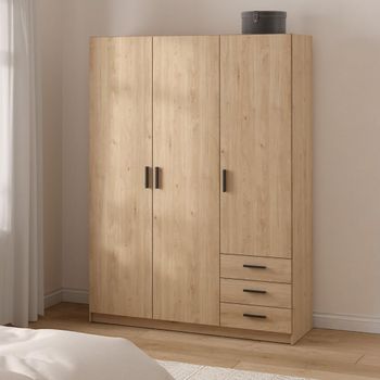 Sprint 3 Door 3 Drawer Jackson Hickory Wardrobe