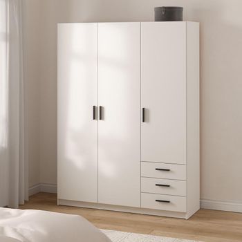 Sprint White 3 Door 3 Drawer Wardrobe