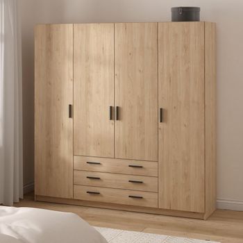 Sprint 4 Door 3 Drawer Jackson Hickory Wardrobe