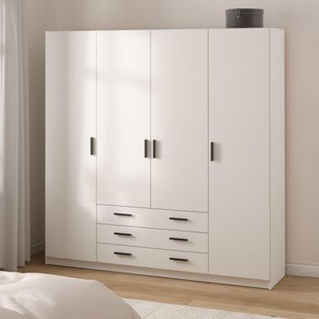 Sprint White 4 Door 3 Drawer Wardrobe