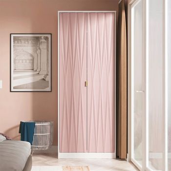 Diamond Plain Pink and White 2 Door Tall Wardrobe