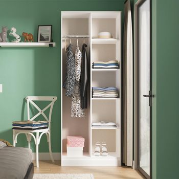 Diamond Front Open White Wardrobe