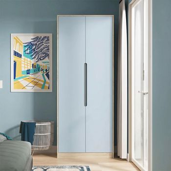 Monaco Denim and Oak 2 Door Tall Plain Wardrobe