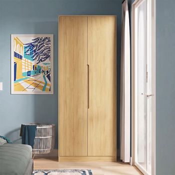 Monaco Modern Oak 2 Door Tall Plain Wardrobe