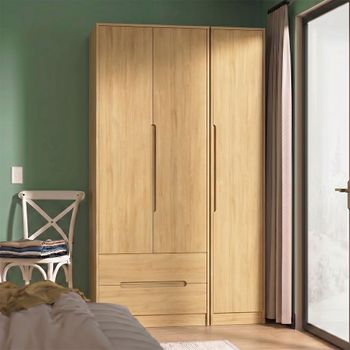 Monaco Modern Oak 3 Door LHF 2 Drawer Tall Triple Wardrobe