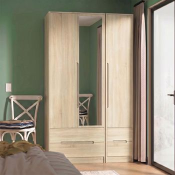 Monaco Oak 3 Door 1 Mirror Combi Tall Wardrobe