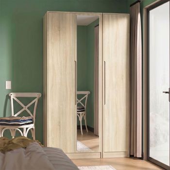 Monaco Oak 3 Door 1 Mirror Tall Triple Wardrobe