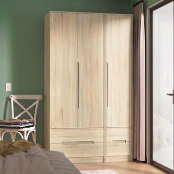 Monaco Oak 3 Door 4 Drawer Tall Triple Wardrobe