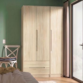Monaco Oak 3 Door LHF 2 Drawer Tall Triple Wardrobe