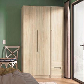 Monaco Oak 3 Door RHF 2 Drawer Tall Triple Wardrobe