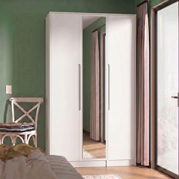 Monaco White 3 Door 1 Mirror Tall Triple Wardrobe