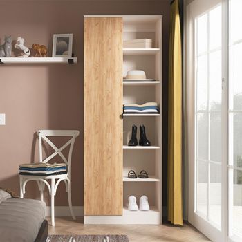 Bora Double Gold Craft Oak and Kashmir Matt 1 Door Open Shelf Wardrobe
