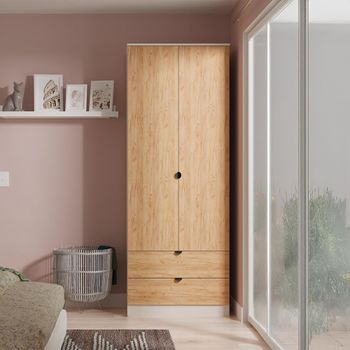 Bora Gold Craft Oak and Kashmir Matt 2 Door 2 Drawer Wardrobe