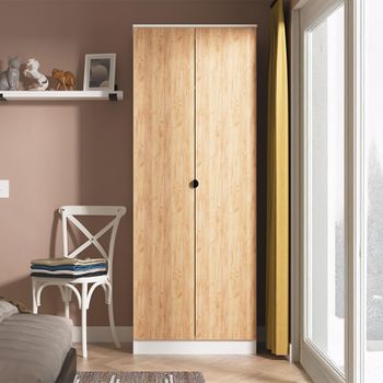 Bora Gold Craft Oak and White Matt 2 Door Wardrobe