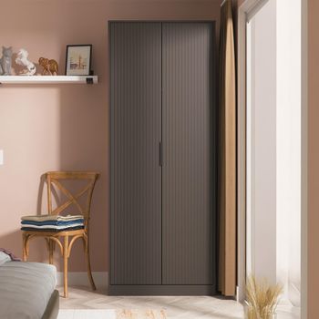 Fluted Graphite 2 Door Wardrobe
