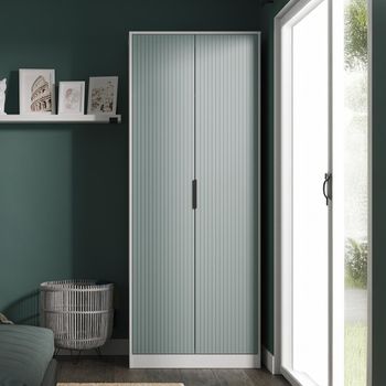 Fluted Duck and White Matt 2 Door Wardrobe