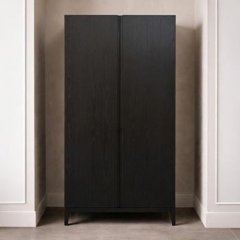 Orchid Wenge Black Wood 2 Door Wardrobe