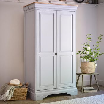 Chantilly Grey Painted Wood 2 Door Wardrobe