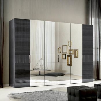 Montecarlo Italian Grey Koto High Gloss 6 Door 4 Mirror Wardrobe