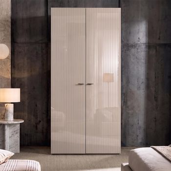 Claire Italian Fluted Pearl Line Eco Veneer High Gloss 2 Door Wardrobe
