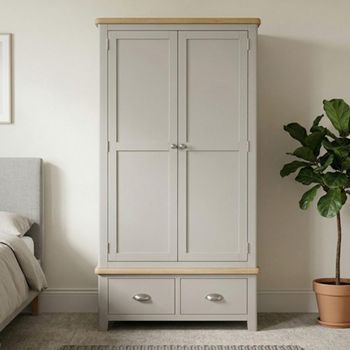 Windermere Oyster Grey Painted 2 Door 2 Drawer Wardrobe