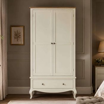 Camille Double Ivory 2 Door 1 Drawer French Style Wardrobe