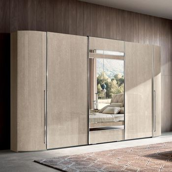 Maia Italian Sand Birch Curved Wardrobe