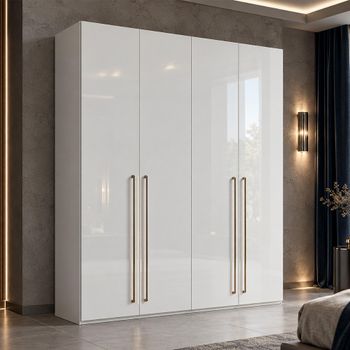Smart Italian White Wardrobe with Long Handle
