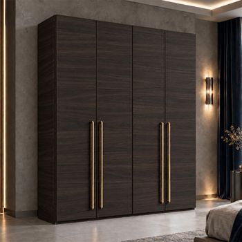 Smart Italian Walnut Wardrobe with Long Handle