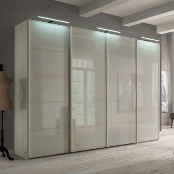 Westside Champagne Glass 4 Door Sliding Wardrobe