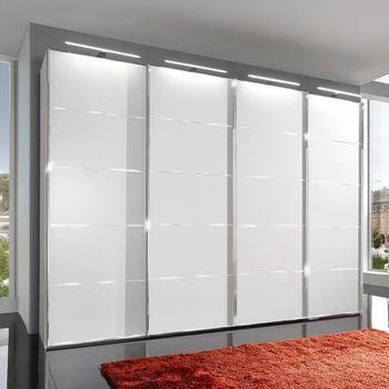 Westside Chrome Trim White 4 Door Sliding Wardrobe