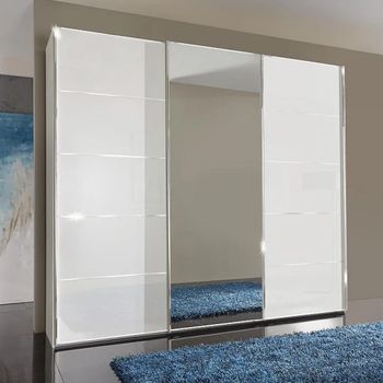 Westside White Glass 3 Door Mirror Sliding Wardrobe