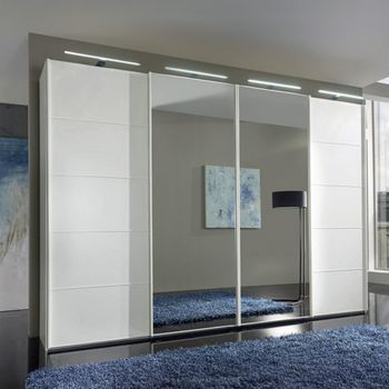 Westside White Glass 4 Door Mirror Sliding Wardrobe