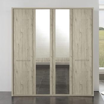 Dakar 2 Holm Oak 4 Door Mirror Wardrobe