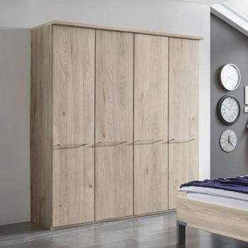 Dakar 2 Silver Handles Rustic Oak 4 Door Wardrobe