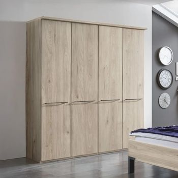 Dakar 2 Slate Handles Rustic Oak 4 Door Wardrobe