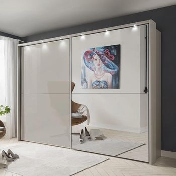 Berlin Grey Glass 2 Door Mirror Sliding Wardrobe