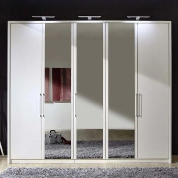 Berlin White 5 Door Mirror Wardrobe