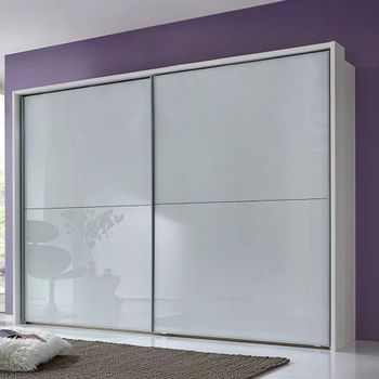 Berlin White Glass 2 Door Sliding Wardrobe
