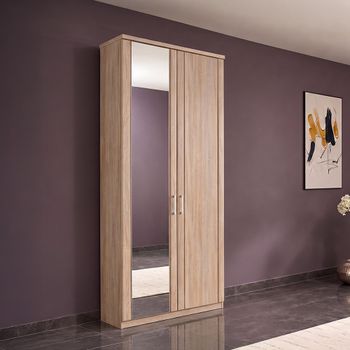 Luxor 3+4 Rustic Oak 2 Door Mirror Lh Wardrobe