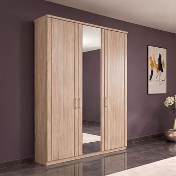 Luxor 3+4 Rustic Oak 3 Door Mirror Wardrobe