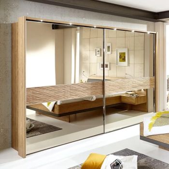 Wega 2 Door Full Mirrored Oak Sliding Wardrobe